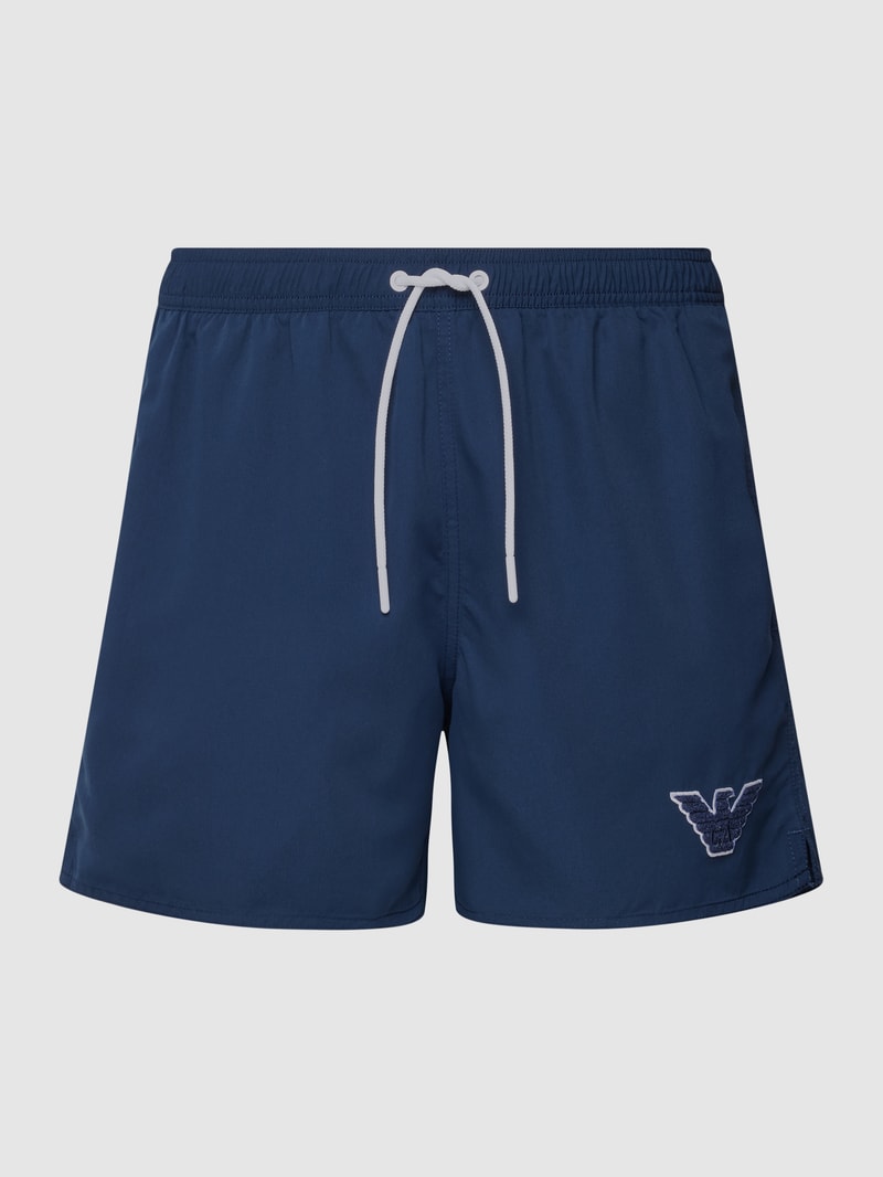 Badehose mit Label-Patch Modell 'SPONGE EAGLE' in dunkelblau