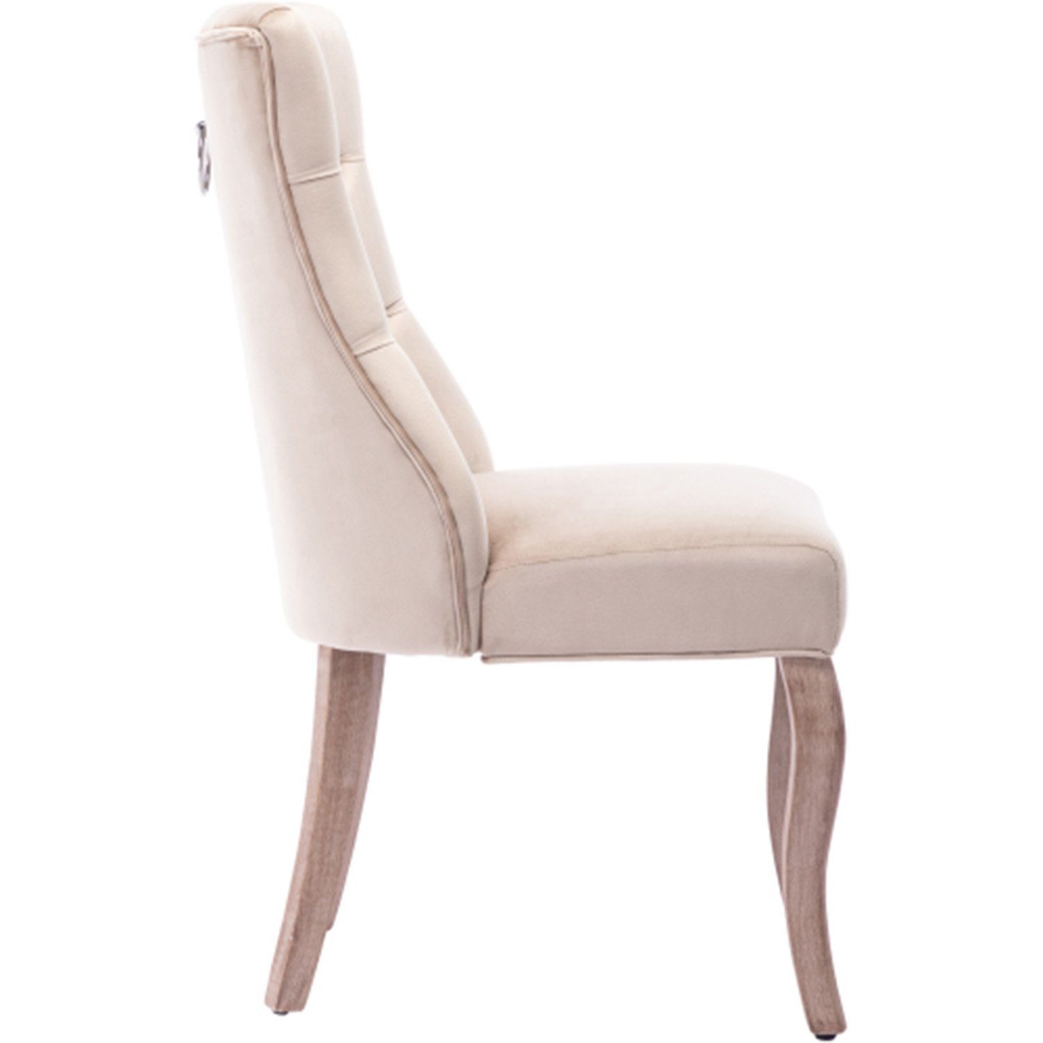 YANN 4-Fußstuhl 4-Fußstuhl, Stuhl Beige Samt Esszimmerstuhl,hohe Rückenlehne (4 St), mit Knopfsteppung, Gestell aus Massivholz, Beige(Set, 4 St)