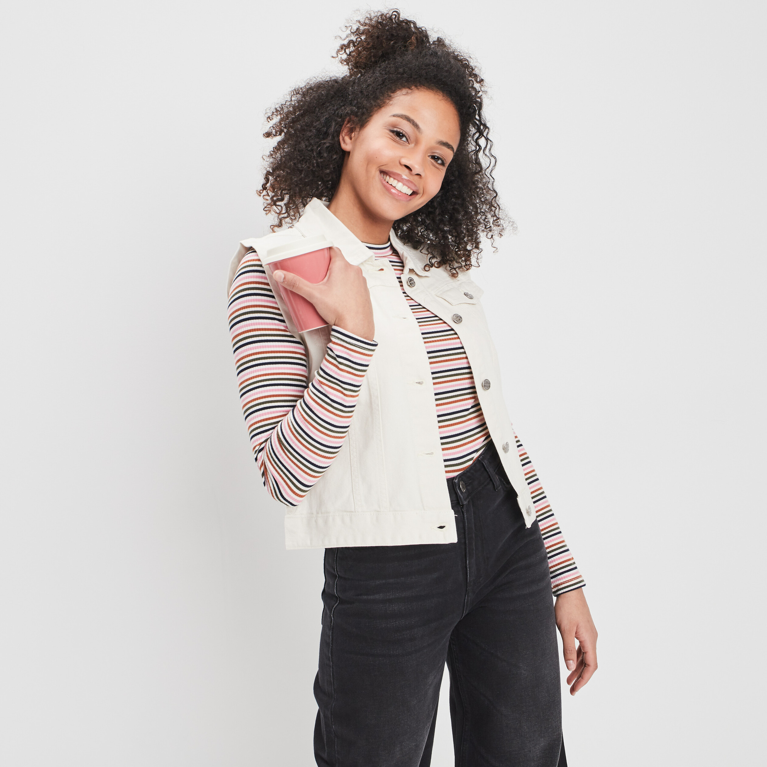 Veste droite sans manches blanc femme | La Halle
