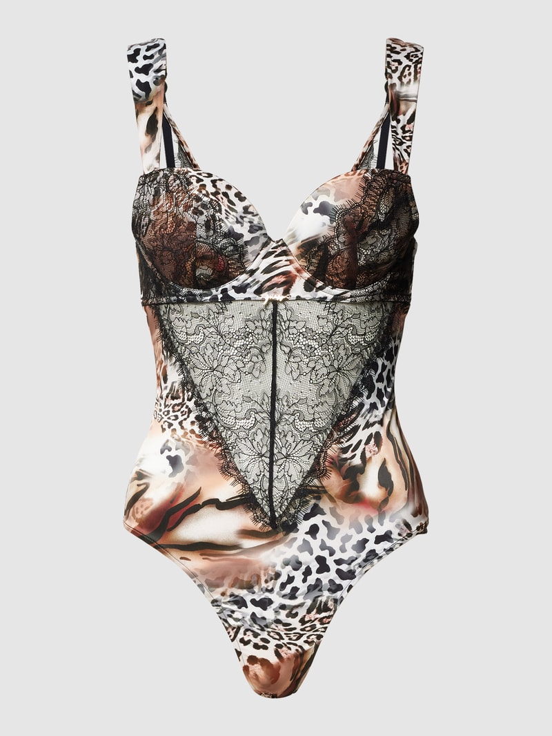 Body mit Animal-Print Modell 'DIVINA' in mittelbraun