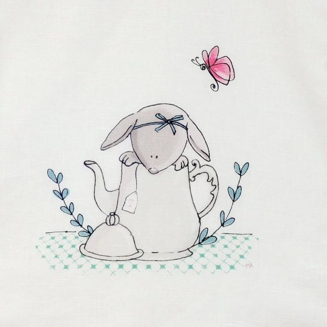 Bavoir élastiqué lin et coton bio* Garden Party beige