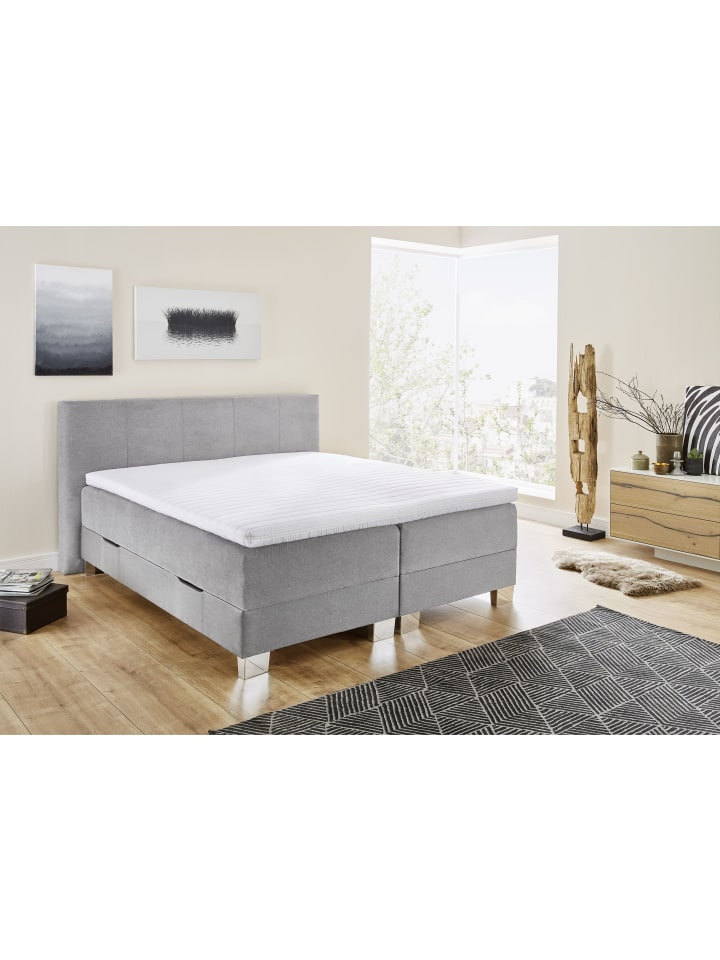 GMD Living Boxspringbett RINO mit Bettkasten in hellgrau günstig kaufen 140x200 cm