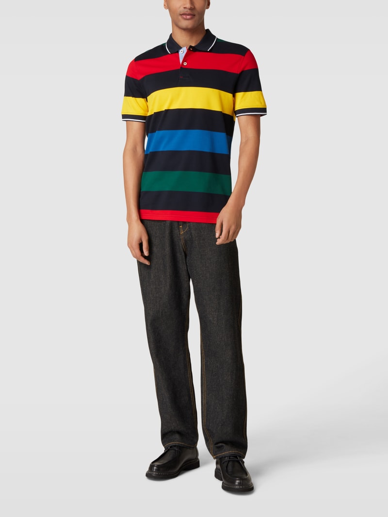 Poloshirt mit Streifenmuster in marineblau