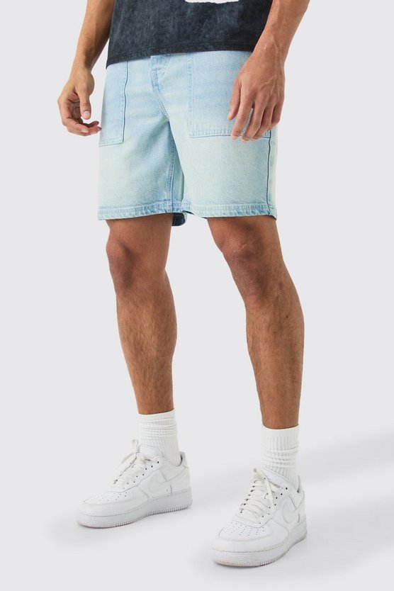 Lockere Jeansshorts mit Kontrast-Naht