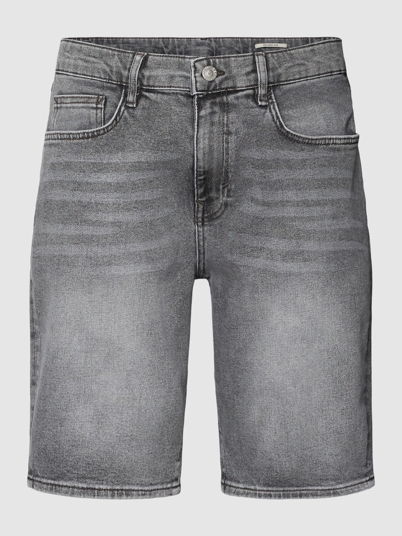 Jeansshorts mit Label-Patch in anthrazit meliert