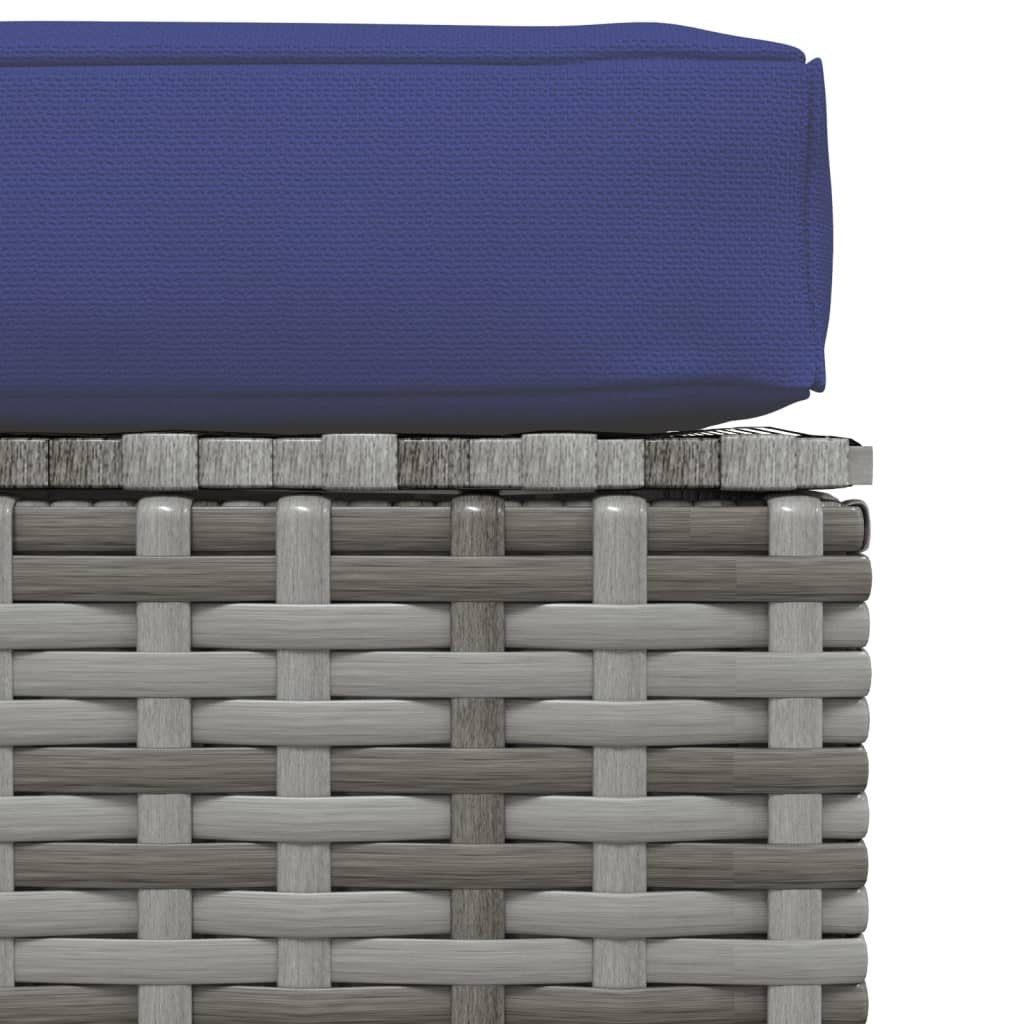 vidaXL Loungesofa Gartenhocker mit Kissen Grau 70x70x30 cm Poly Rattan, 1 Teile