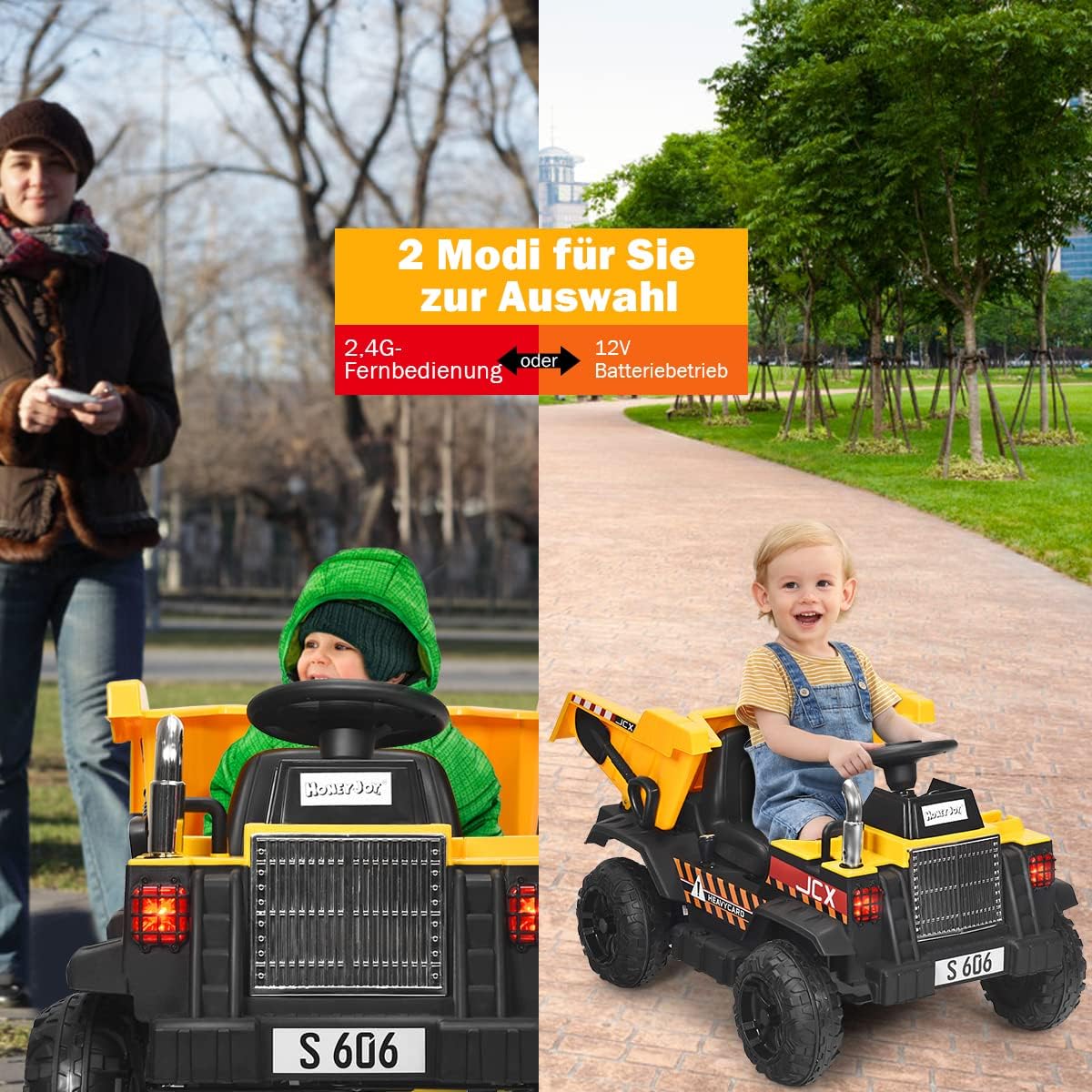 Costway 12V Kinder Traktor mit elektrischen Heckschaufel