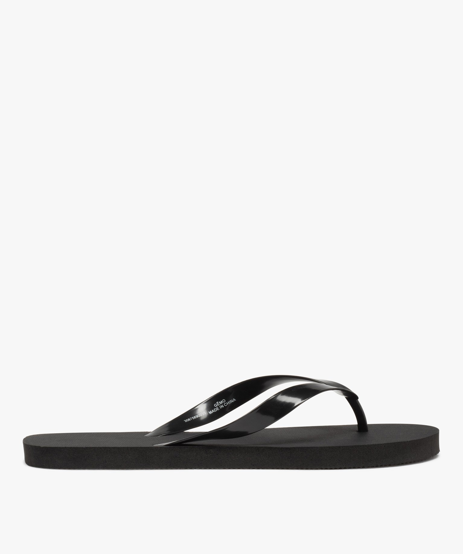 Tongs homme unies à brides lisses noir | GEMO