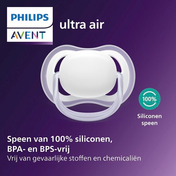 Philips Avent Cumisüveg Ultra Air 6-18 hónapos korig SCF376/28 Éjszakai cumi 2 db