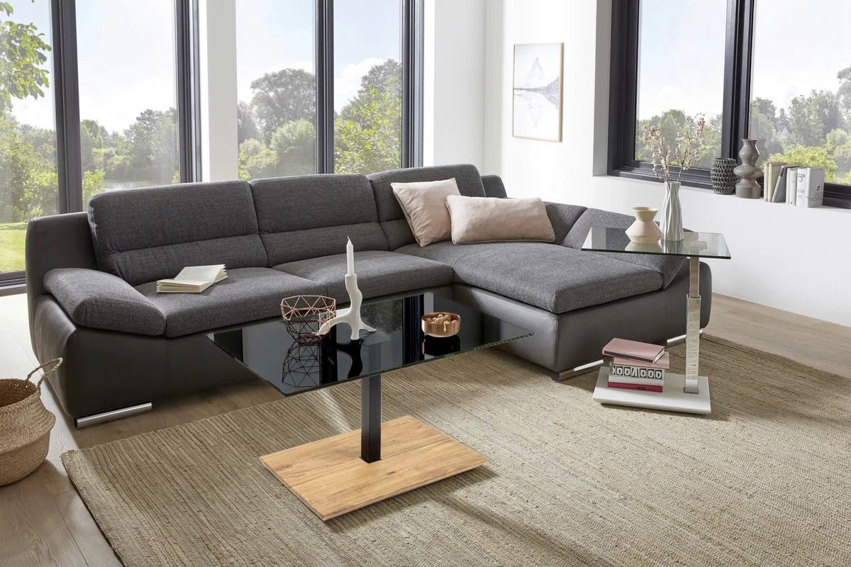 Couchtisch 2591 Glas Eiche 60 cm