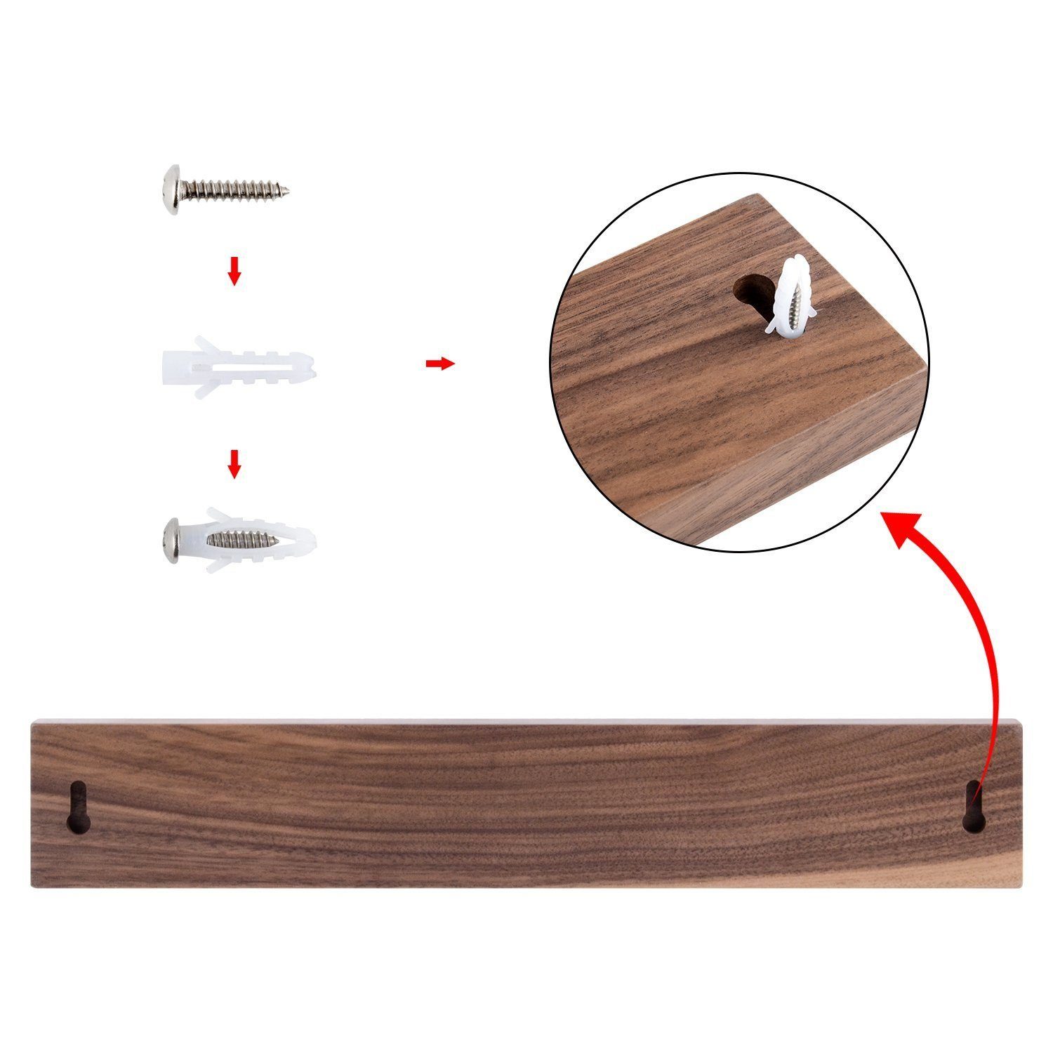 adelmayer Wand-Magnet Messer-Leiste in verschiedenen Längen, aus hochwertigem Walnuss-Holz