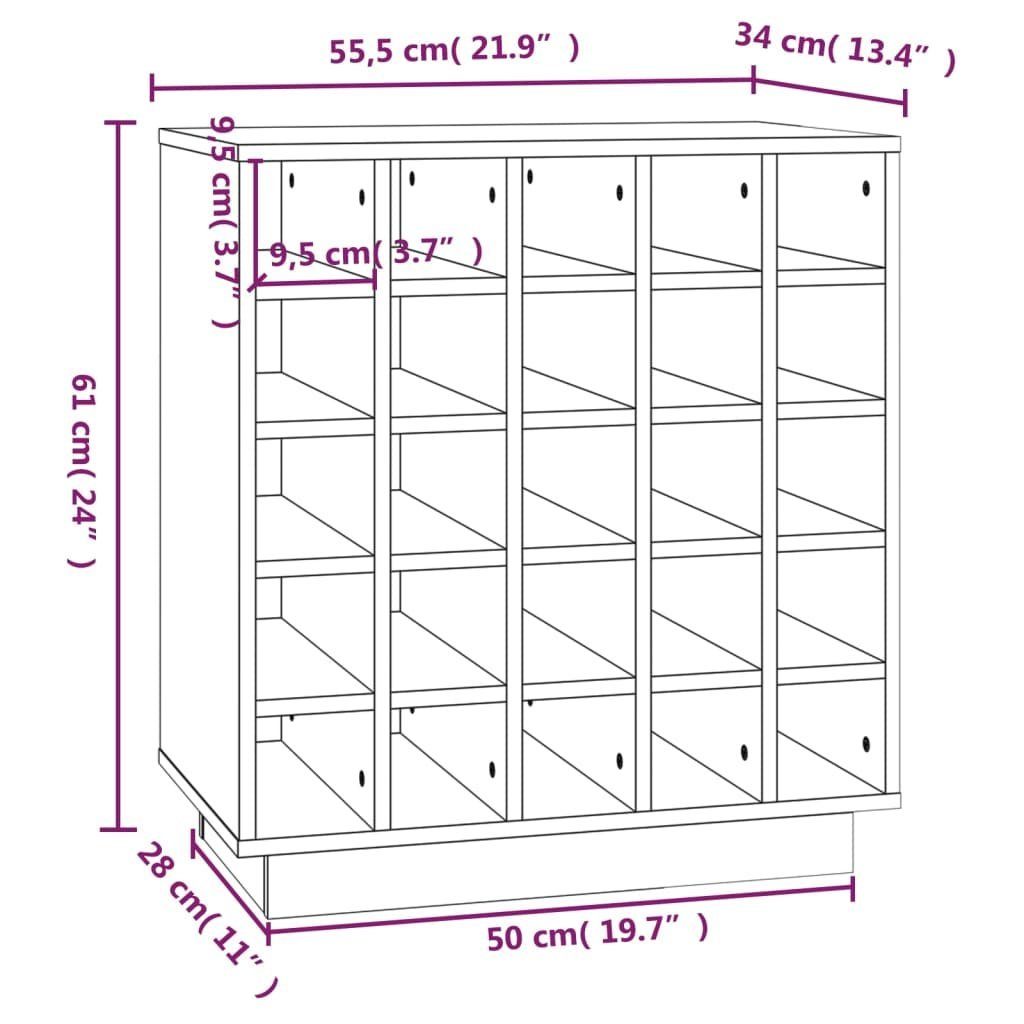 vidaXL Barschrank Weinregal 55,5x34x61 cm Massivholz Kiefer (1-St)