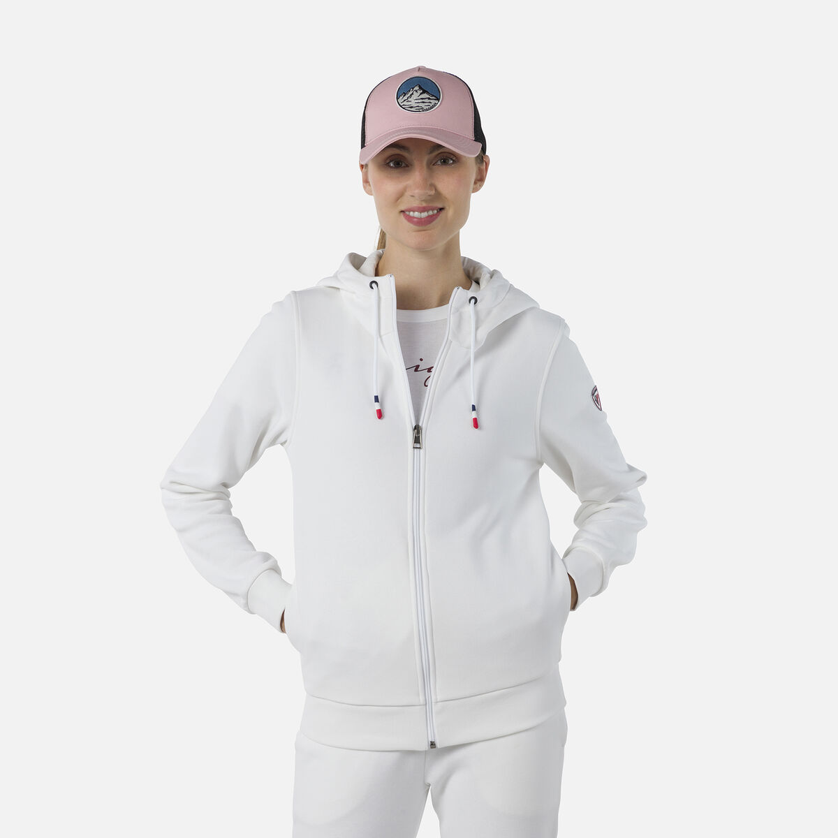 Logo Damensweatshirt mit Kapuze und durchgehendem Reißverschluss