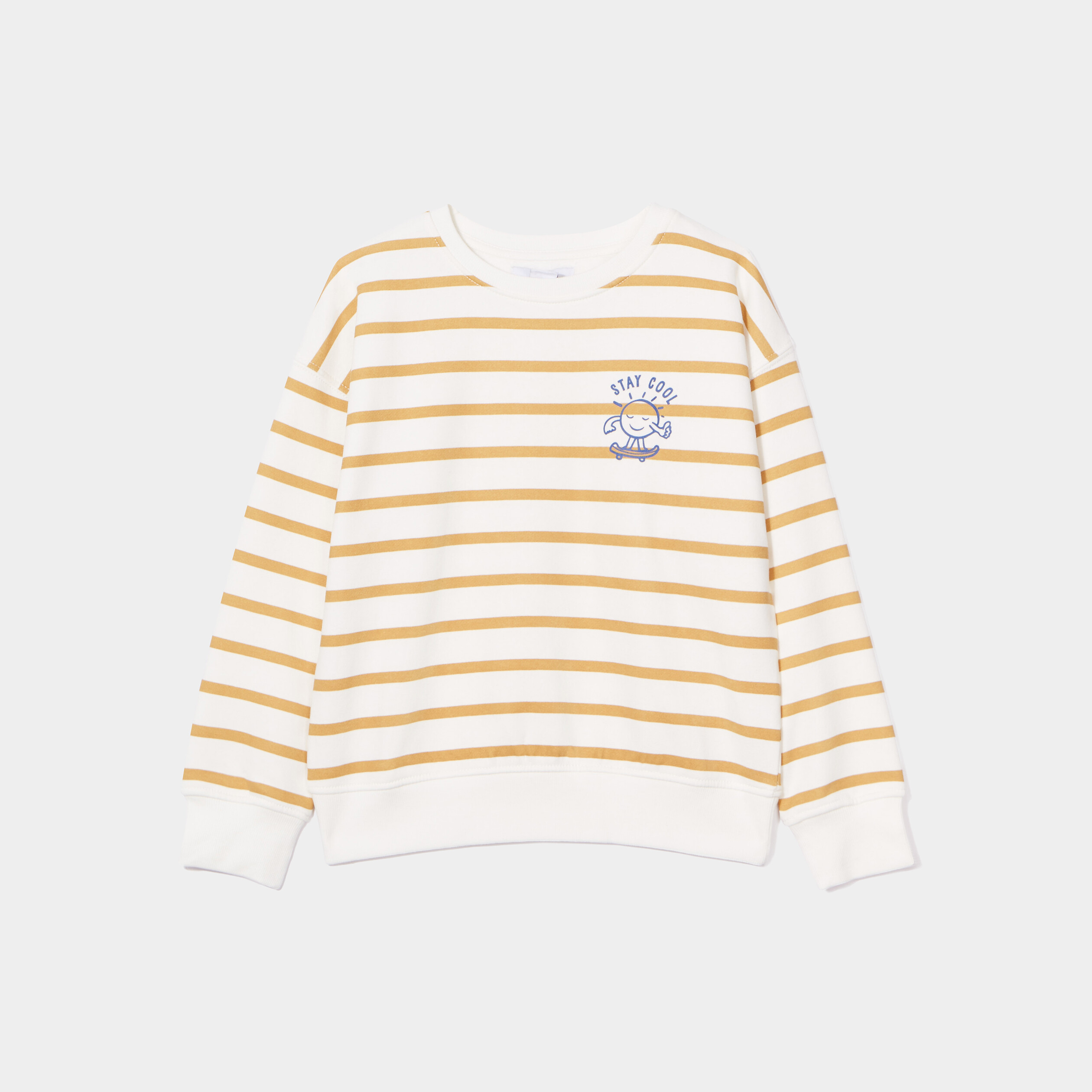 Sweat col rond manches longues ecru garçon | La Halle