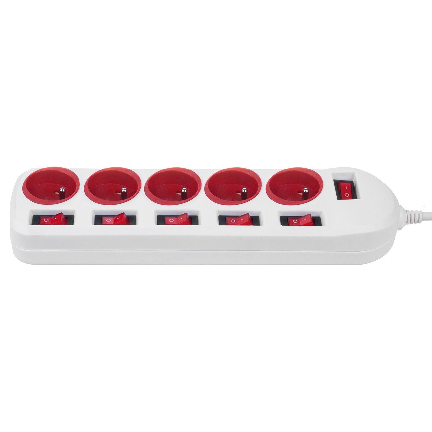 Maclean MCE204 Steckdosenleiste (Ein- / Ausschalter, separate Ein- / Ausschalter, Schalterbeleuchtung, Kinderschutz, Kindersicherung, Kabellänge 1.5 m), 5-Fach Steckdosenleiste Typ-E 1,5m
