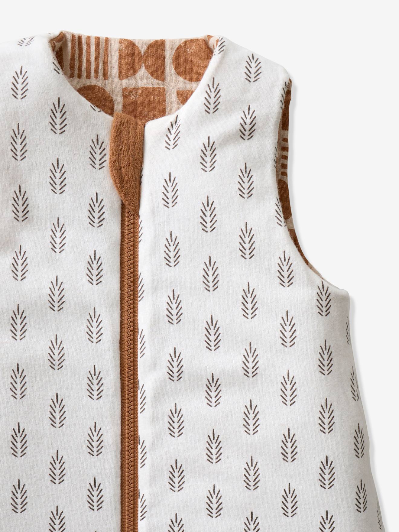Vertbaudet Ärmelloser Baby Wende-Schlafsack ETHNIC mit Recycling-Polyester - beige bedruckt