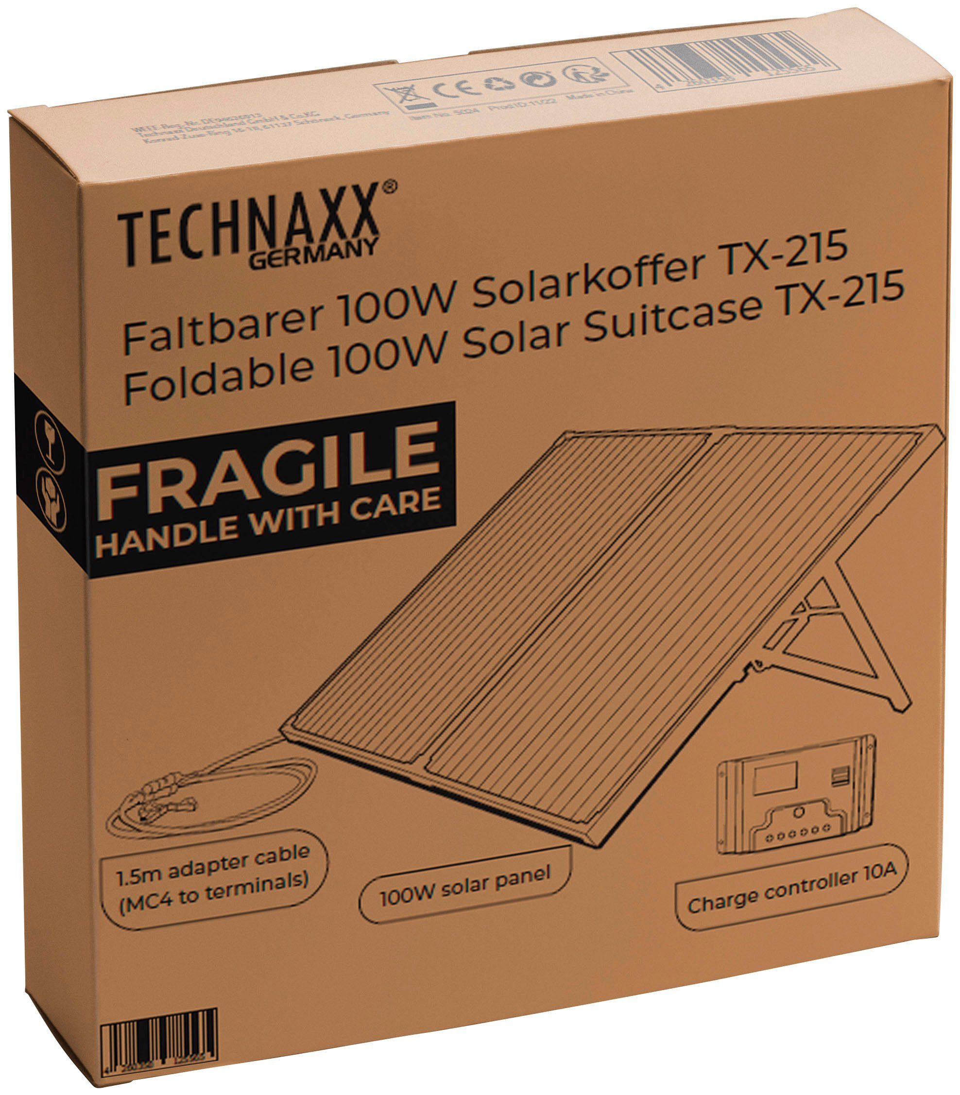 Technaxx Solarmodul TX-215, Monokristallin, 100 W, mit Laderegler
