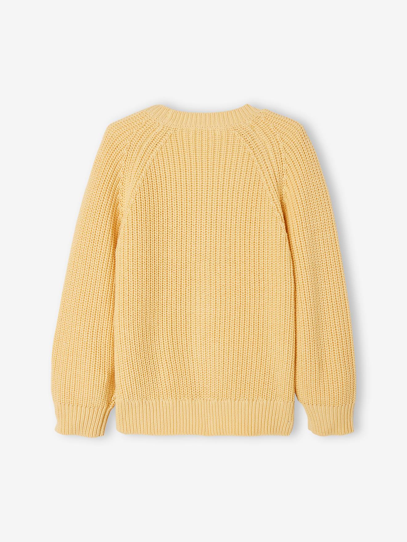 Gilet maille perlée fille jaune pâle
