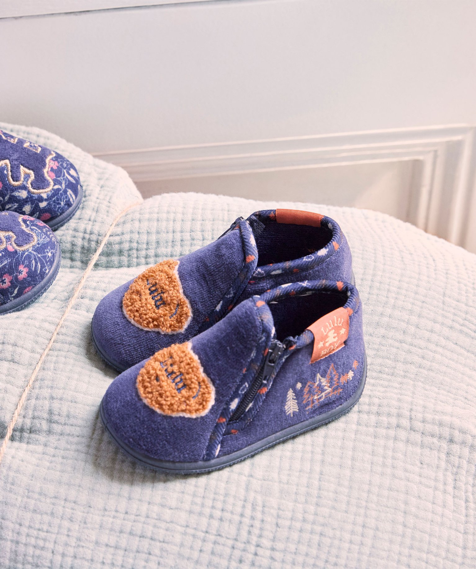 Chaussons bébé Garçon doux à zip - Lulu Castagnette bleu | GEMO