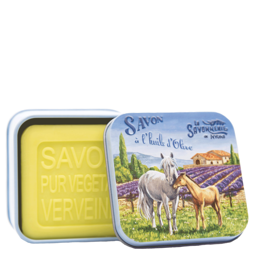 La savonnerie de nyons Savon 100g Verveine et Boîte Métal Chevaux Savon
