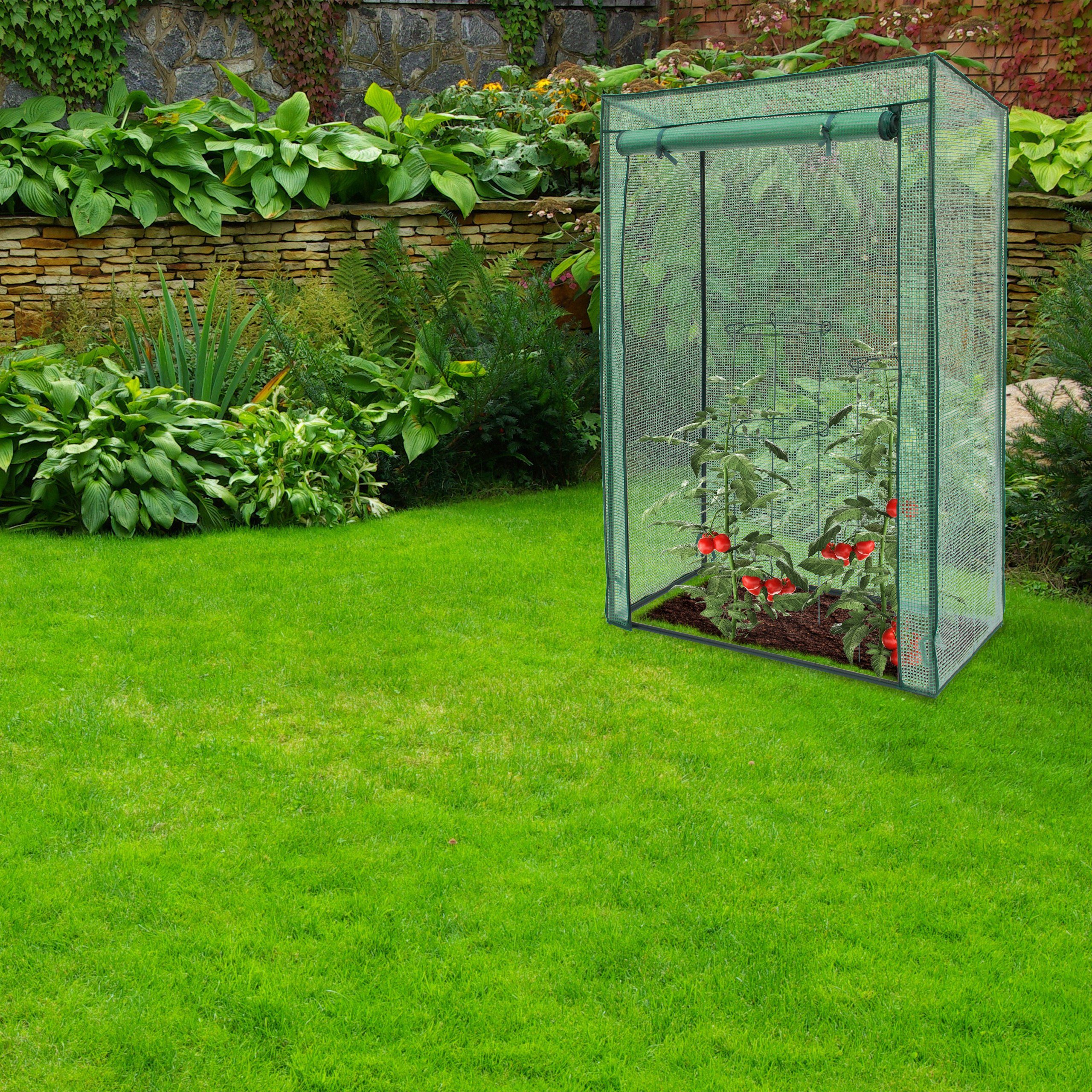 relaxdays Gewächshaus Gewächshaus für Tomaten mit Schrägdach, PE