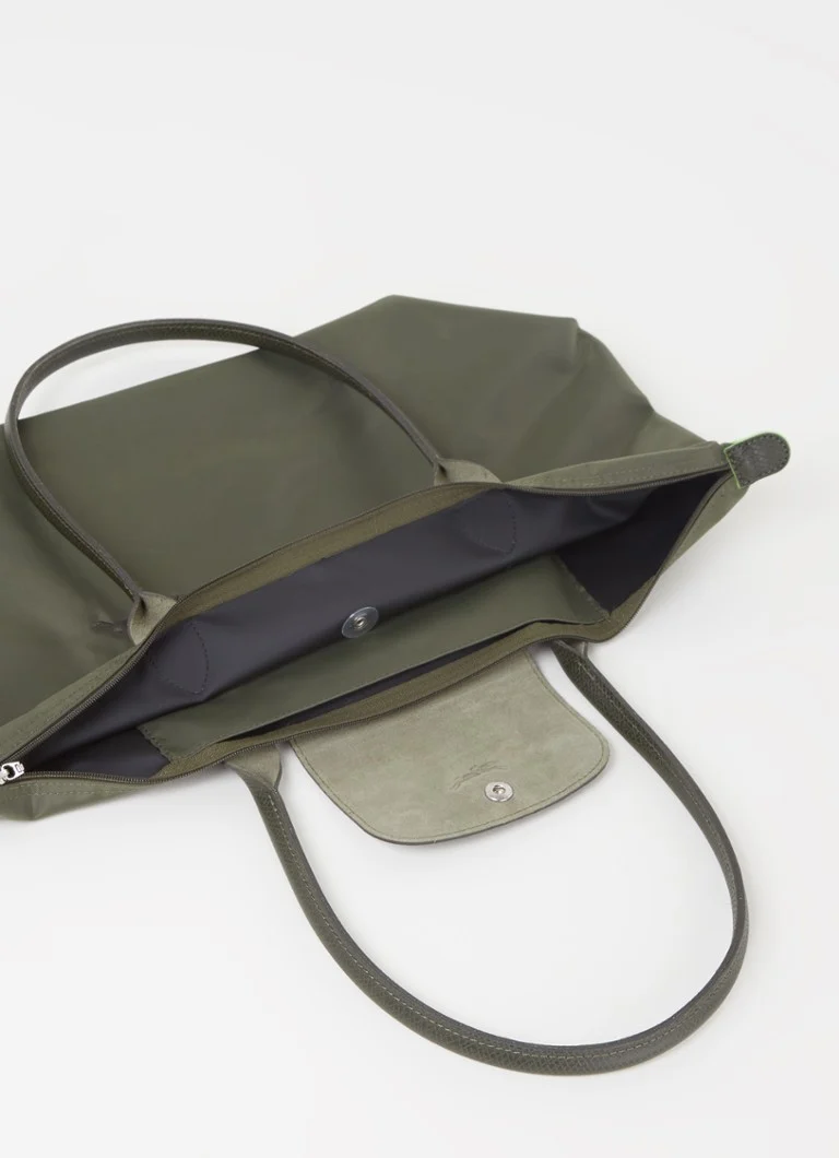 Longchamp Le Pliage Vihreä olkalaukku L nahkayksityiskohdilla
