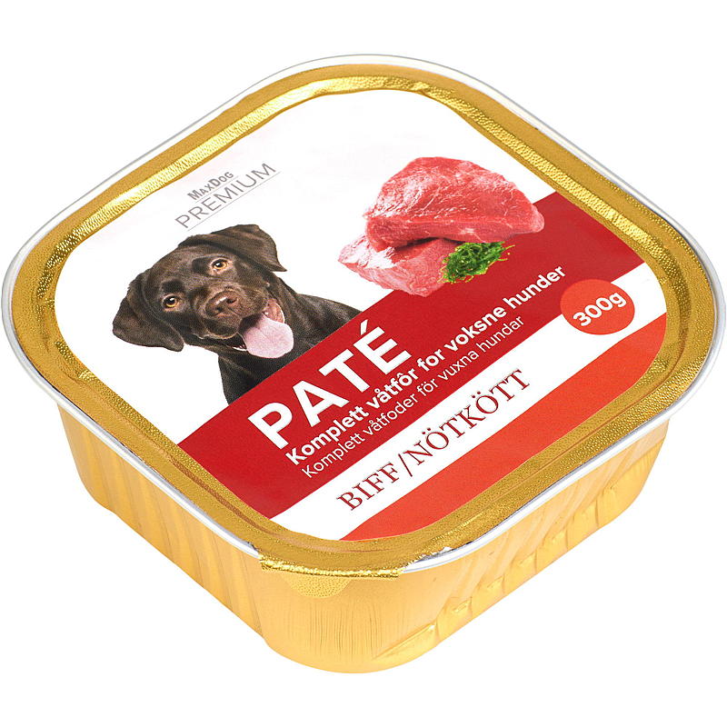 MaxDog Hundemat 300 g biff pate MaxDog