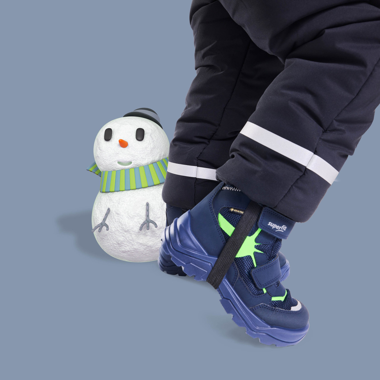 SNOW MAX - Blau/Hellgrün Boots mit Klettverschluss