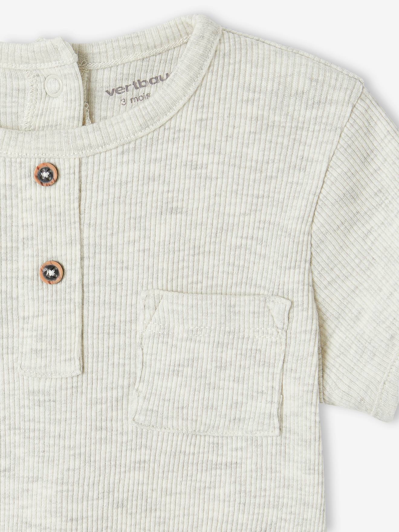 Vertbaudet 2er-Pack kurze Baby Schlafanzüge, Pikee Oeko-Tex - cappuccino