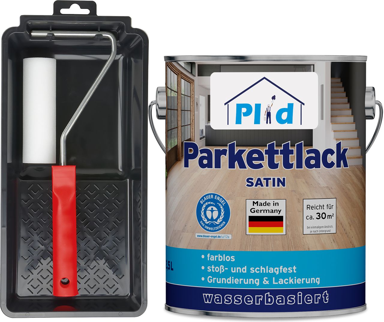 Plid Premium Parkettlack Parkettsiegel Klarlack Farblos Set Farblos - Seidenglänzend