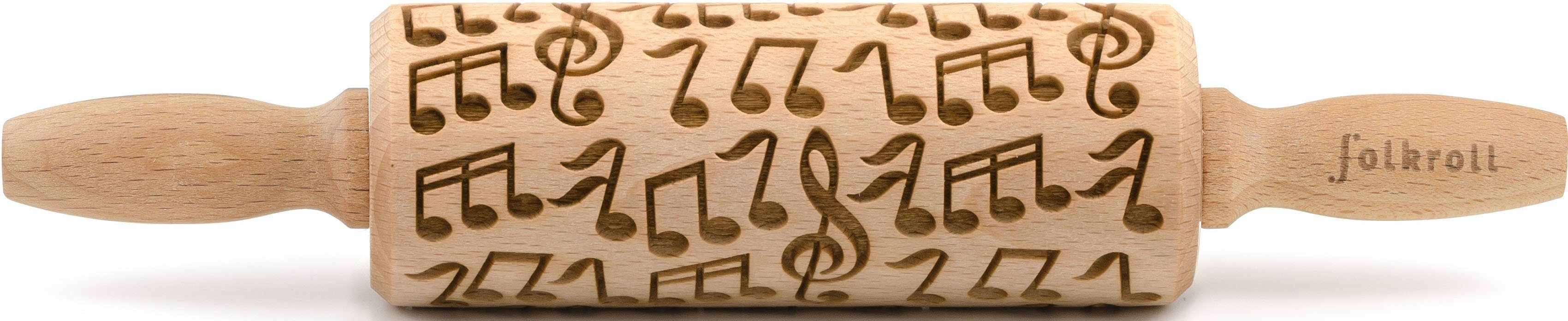 folkroll Teigroller 3D-Motiv-Teigrolle Buchenholz, Musik