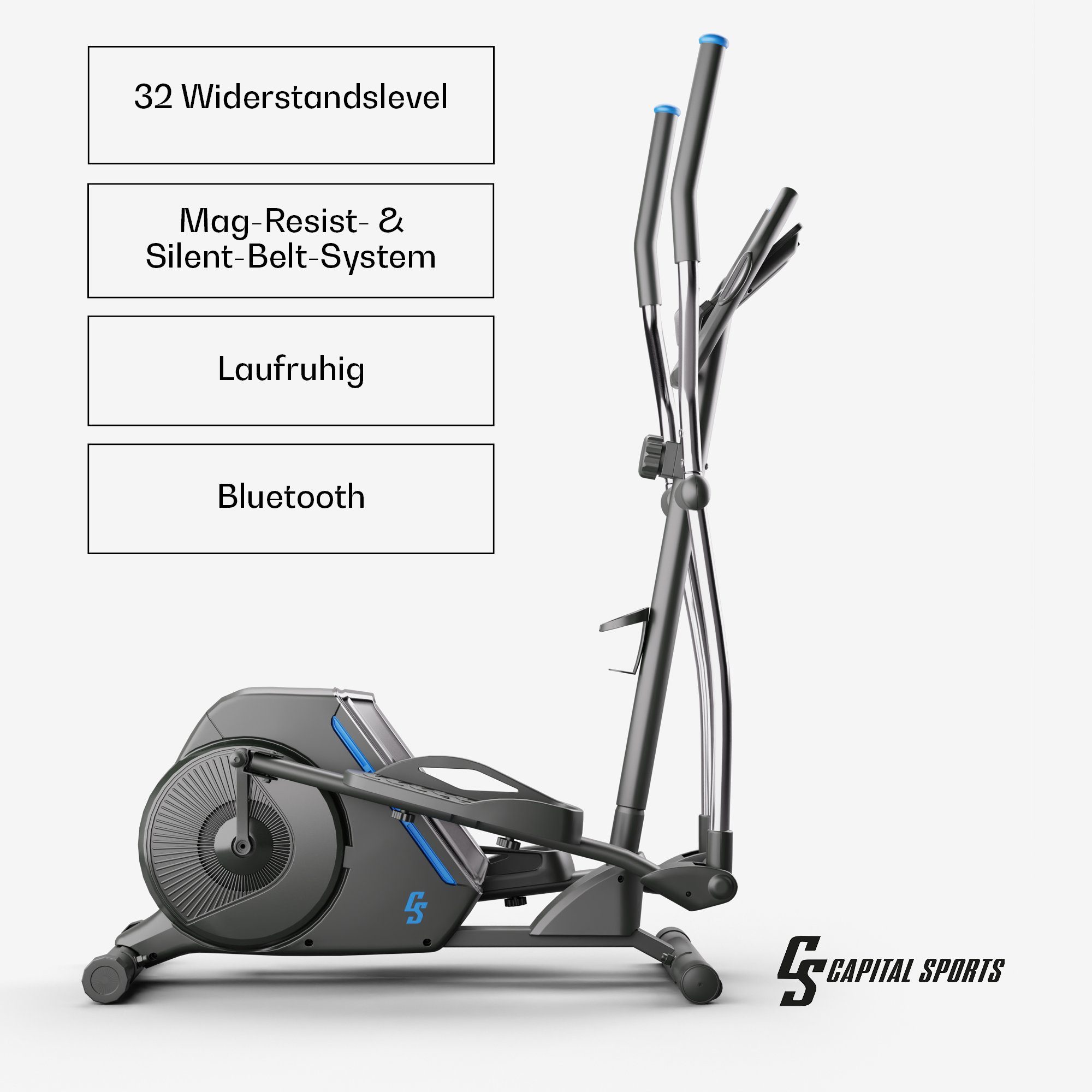 Capital Sports Crosstrainer Helios Crosstrainer Heimtrainer (Trainingscomputer mit 24 Programmen), Standfahrrad Hometrainer Cardio Trainingsgerät Ausdauertraining Fitnes