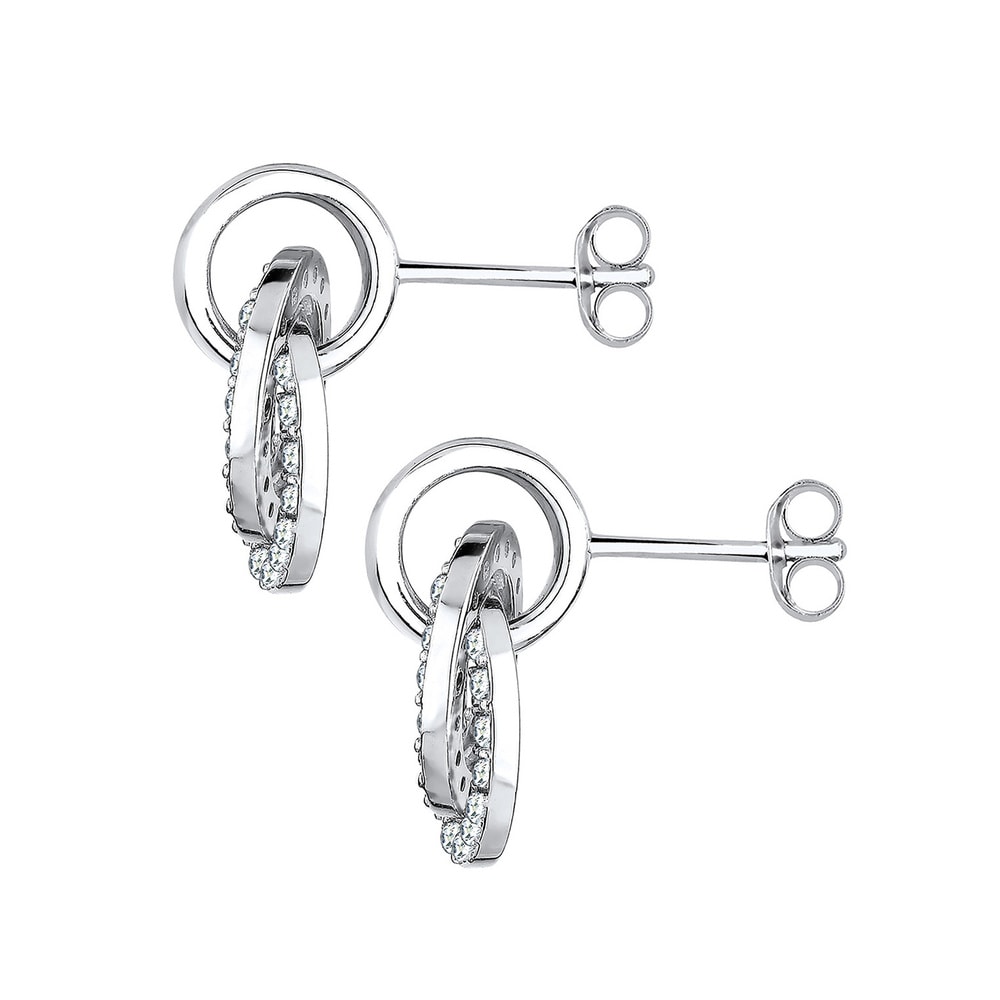 Elli Elli Boucles d'Oreilles Femme Cercle Glamour Cristal 925 Sterling Argent Boucles d'oreilles