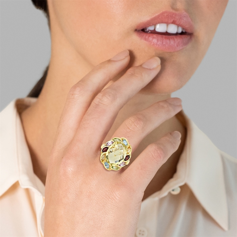 Rafaela Donata Bague Argent sterling Quartz citron en Or jaune Bague