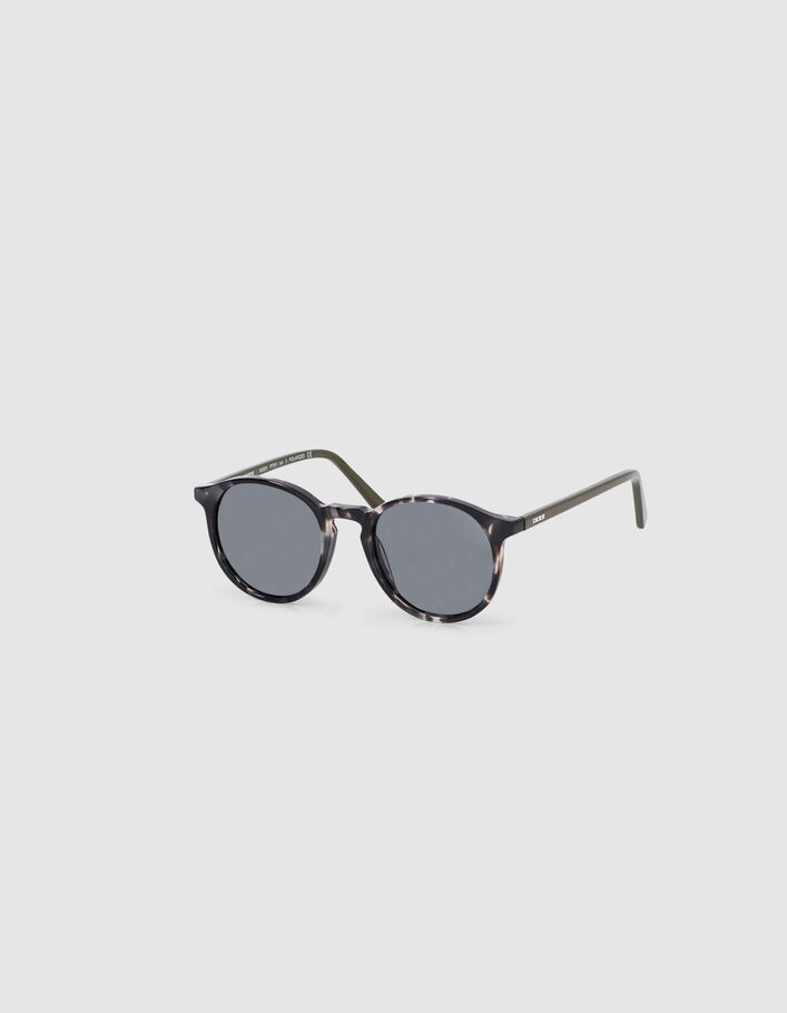 Lunettes solaires écaille noire branches kaki mixte