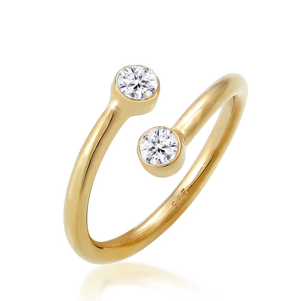Elli Elli Bague Torsadé avec Cristaux Bague Femme-Plaqué Or Argent (925/1000) Bague