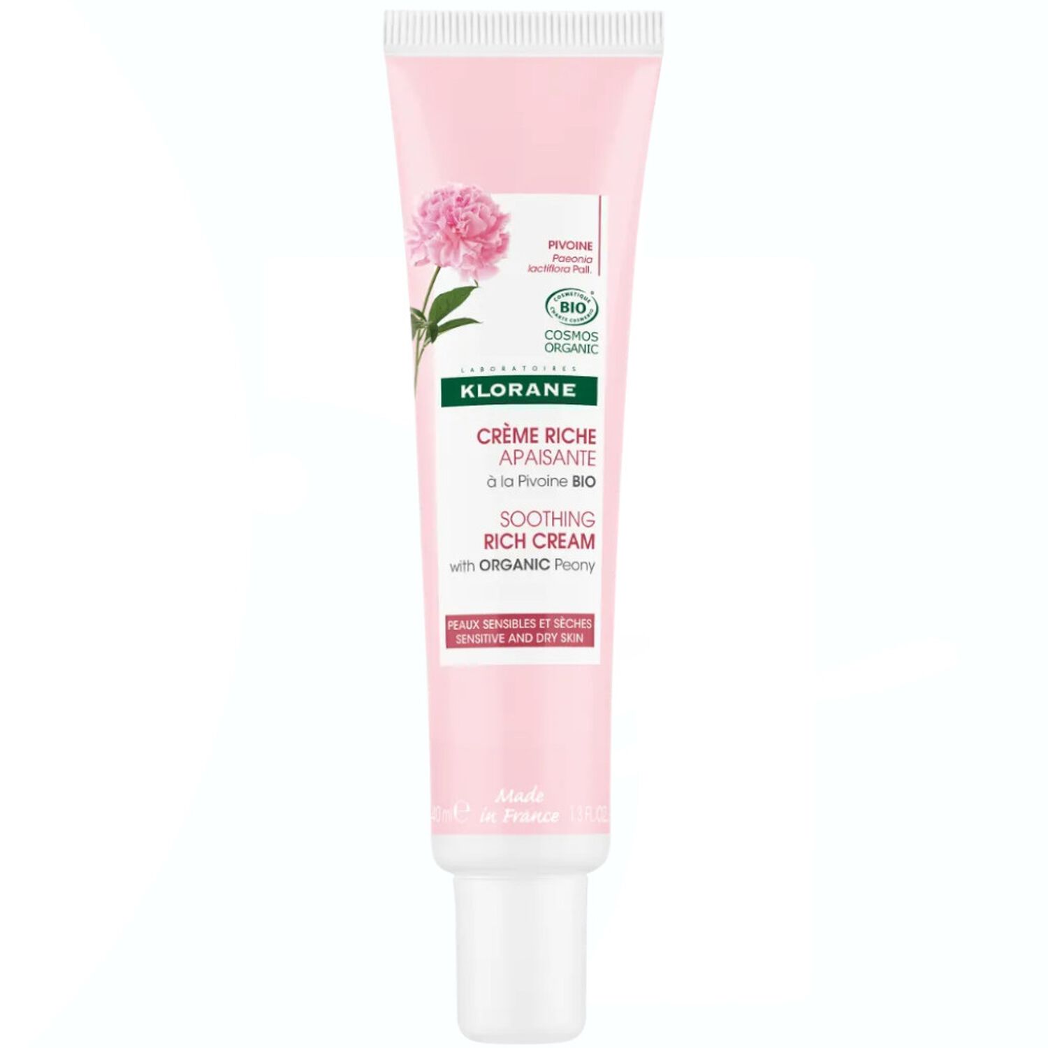 Klorane Crème Riche Apaisante Pivoine - Peaux Sensibles & Sèches - 40 ml