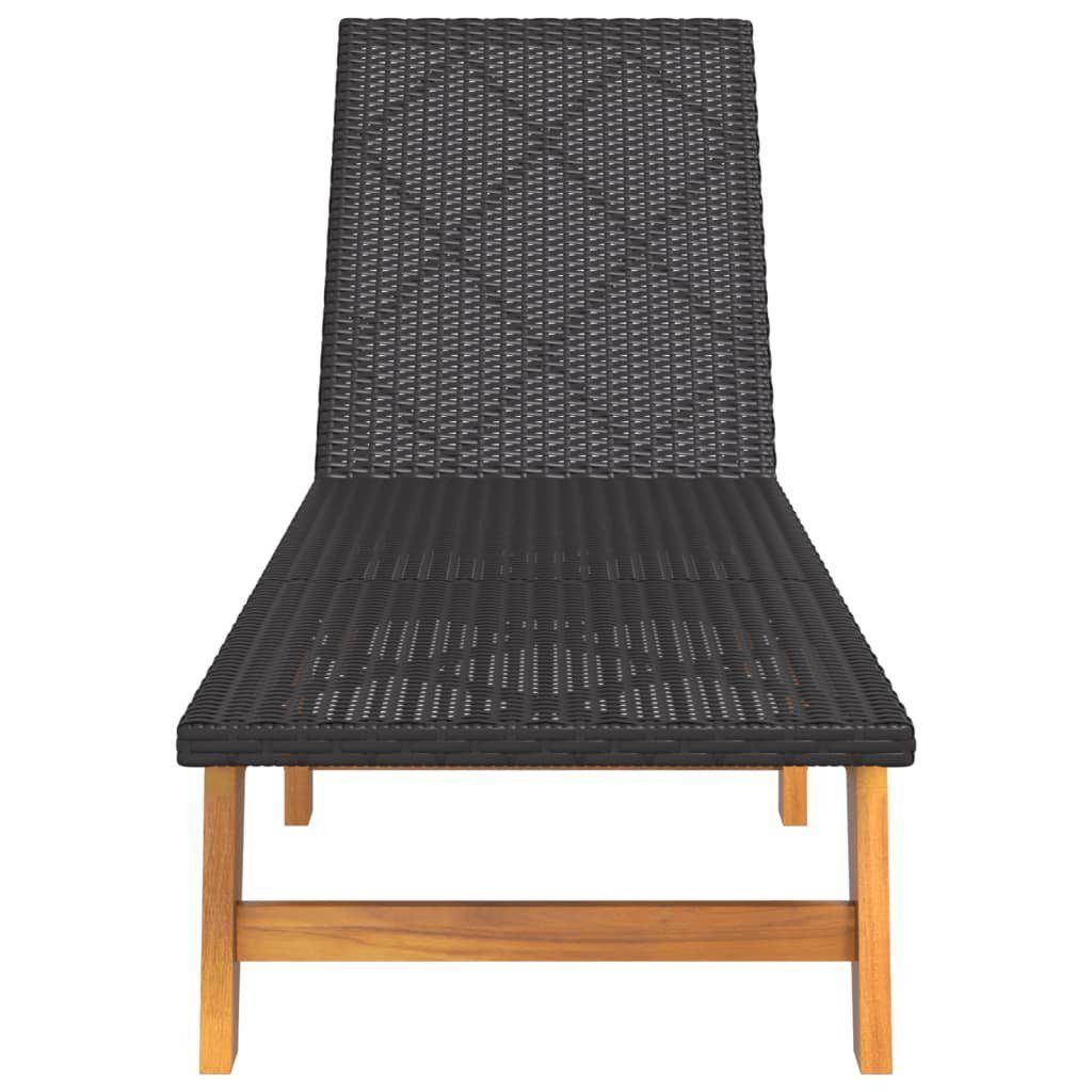 vidaXL Gartenliege Sonnenliege mit Tisch Poly Rattan und Massivholz Akazie, 1 St.