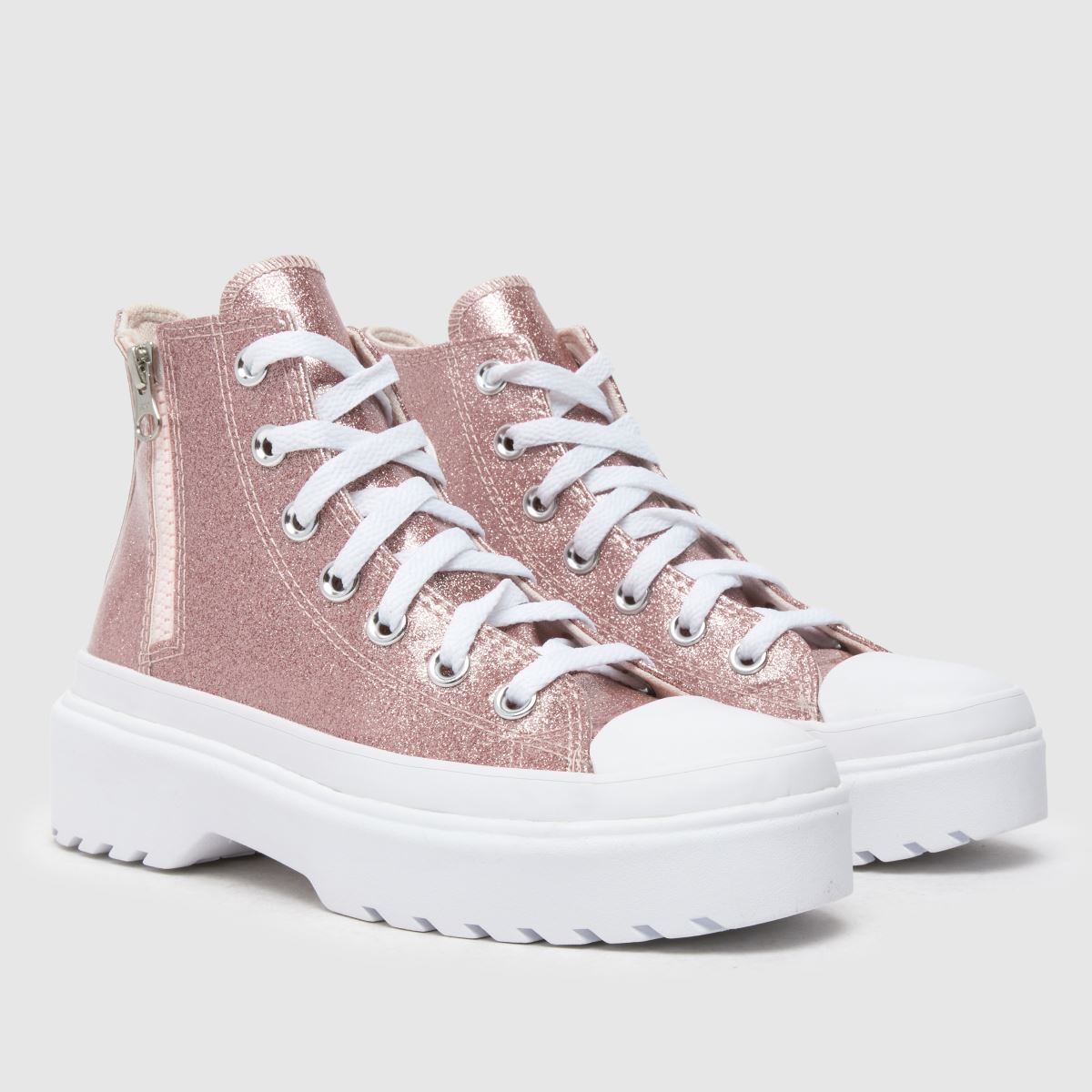 Converse roséguldfärgade all star lugged lift glitter flickor ungdomsskor