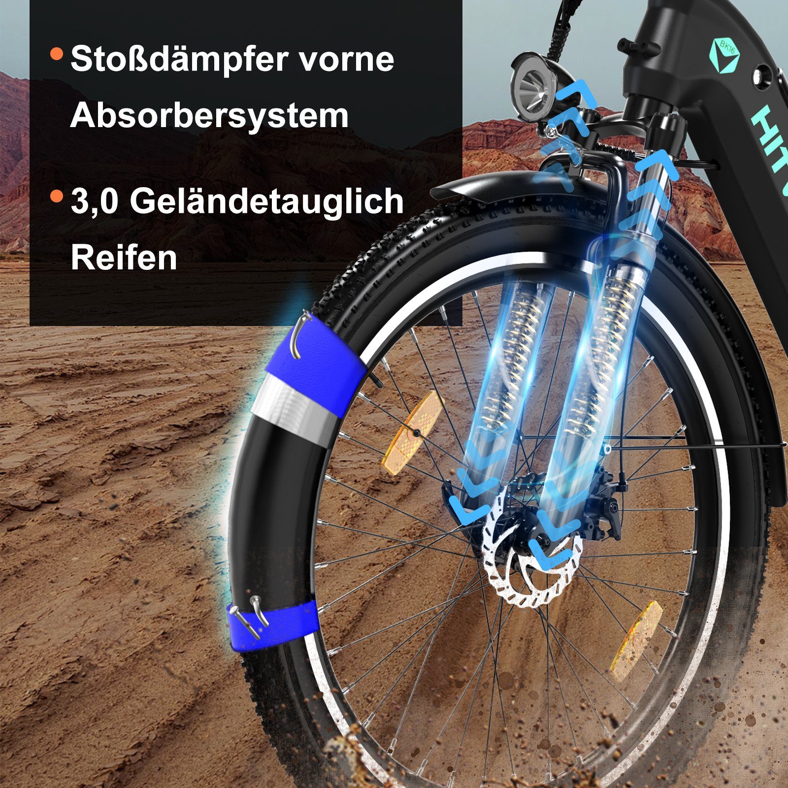 HITWAY E-Bike 26X3.0 Elektrofahrrad, E-Mountainbike 48V 18 Ah MTB max. 55–80 km, 7 Gang Shimano Altus Schaltwerk, Kettenschaltung, Mittelmotor, Ladegerät/ Pumpe/Fahrradschloss/für Damen und Herren 170 - 190 cm