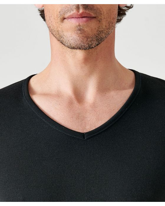 Tee-shirt col V, maille interlock Thermolactyl