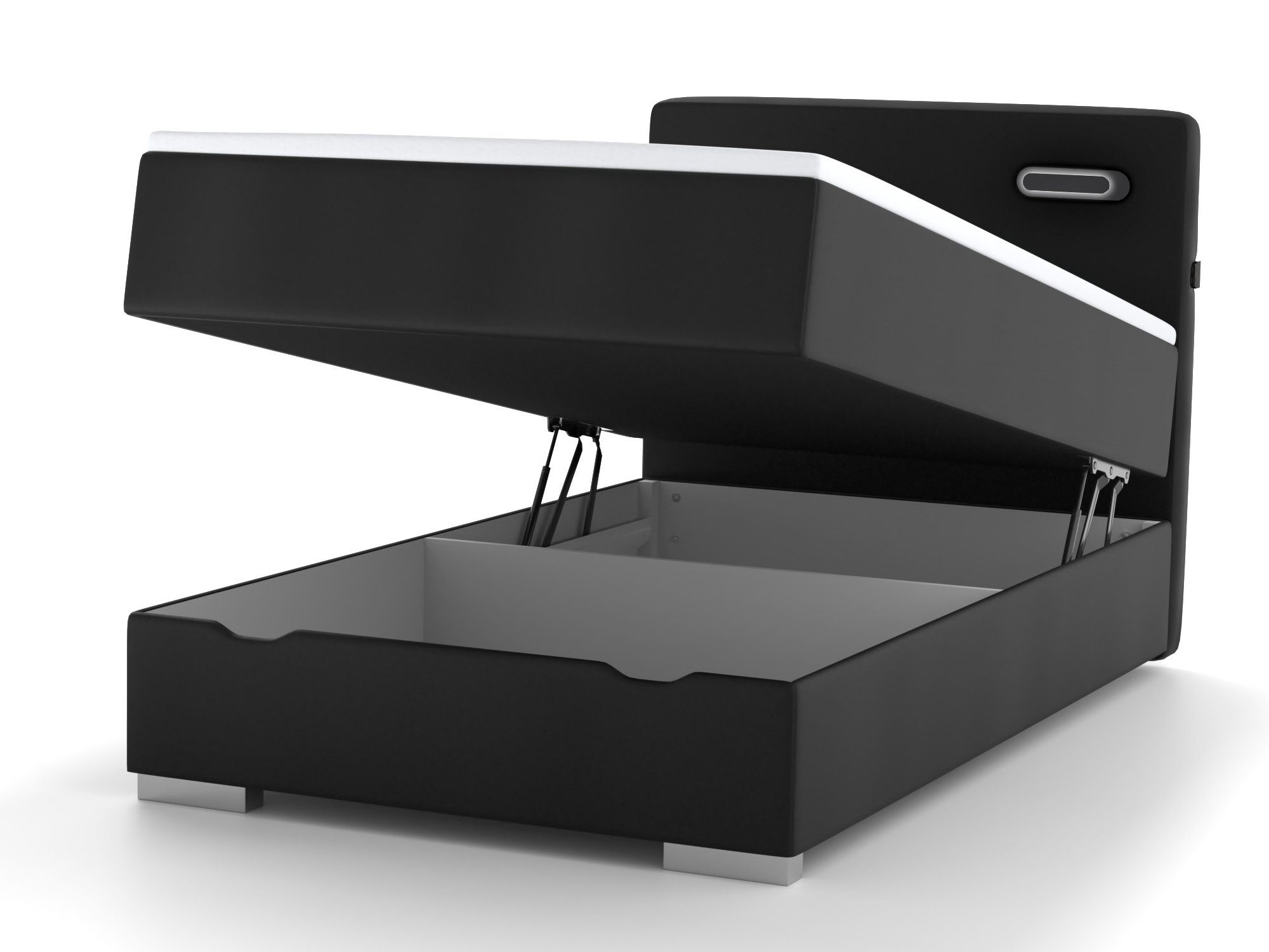 wonello Boxspringbett Modesto, inkl. LED-Beleuchtung, Bettkasten, 2x USB-Anschluss und Topper