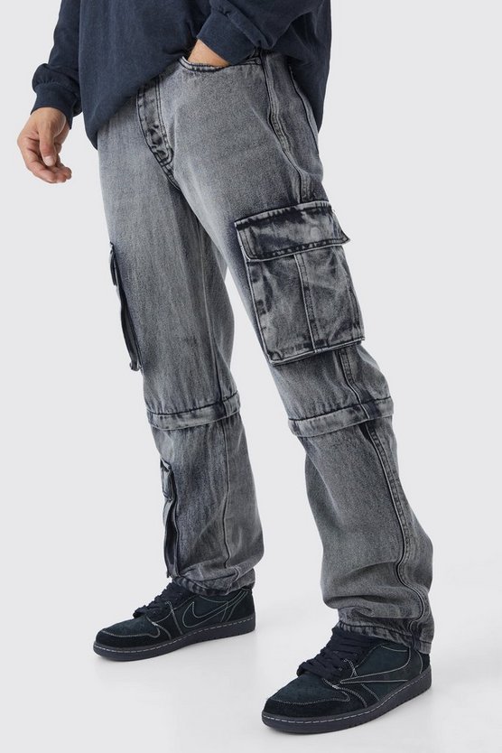 Lockere Cargo-Jeans mit Reißverschluss