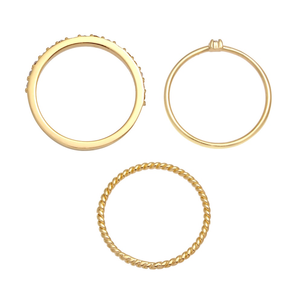 Elli Elli Bague Femmes Pile Set Moderne Solitaire Torsadé Tendance Multicolore avec Ém Bague