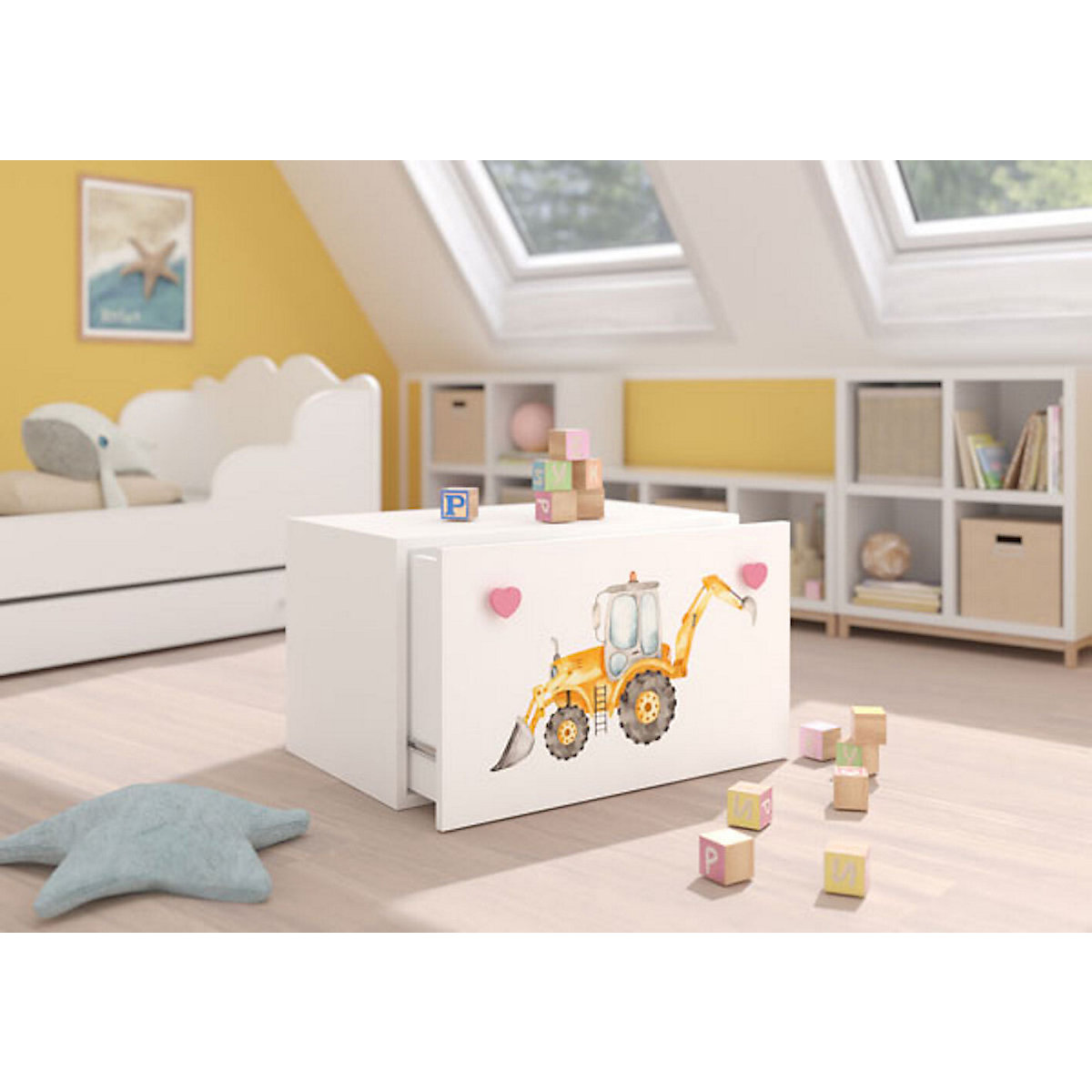 Spielzeugtruhe Sitztruhe Inga 70cm Motiv wählbar mit 1 Schublade