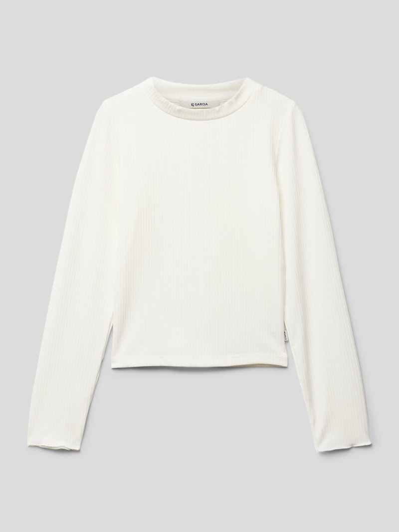 Longsleeve in Ripp-Optik mit Muschelsaum in offwhite