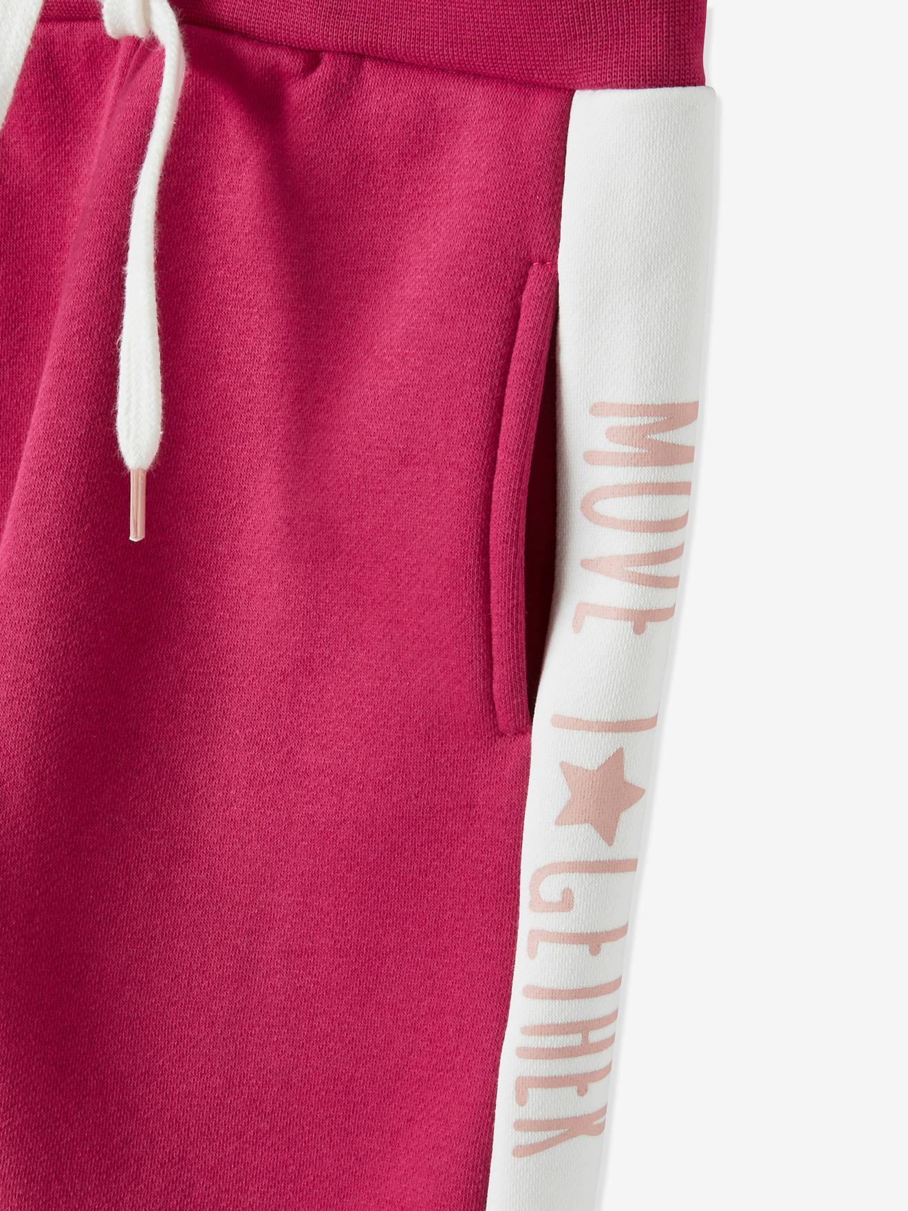 Pantalon jogging fille avec bandes côtés gris