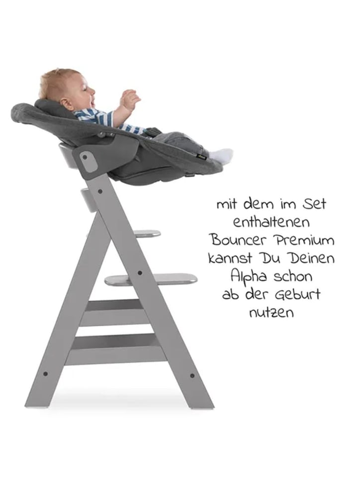 Hauck Alpha Plus Grey XXL Newborn Set - Hochstuhl   2in1 in grau günstig kaufen onesize