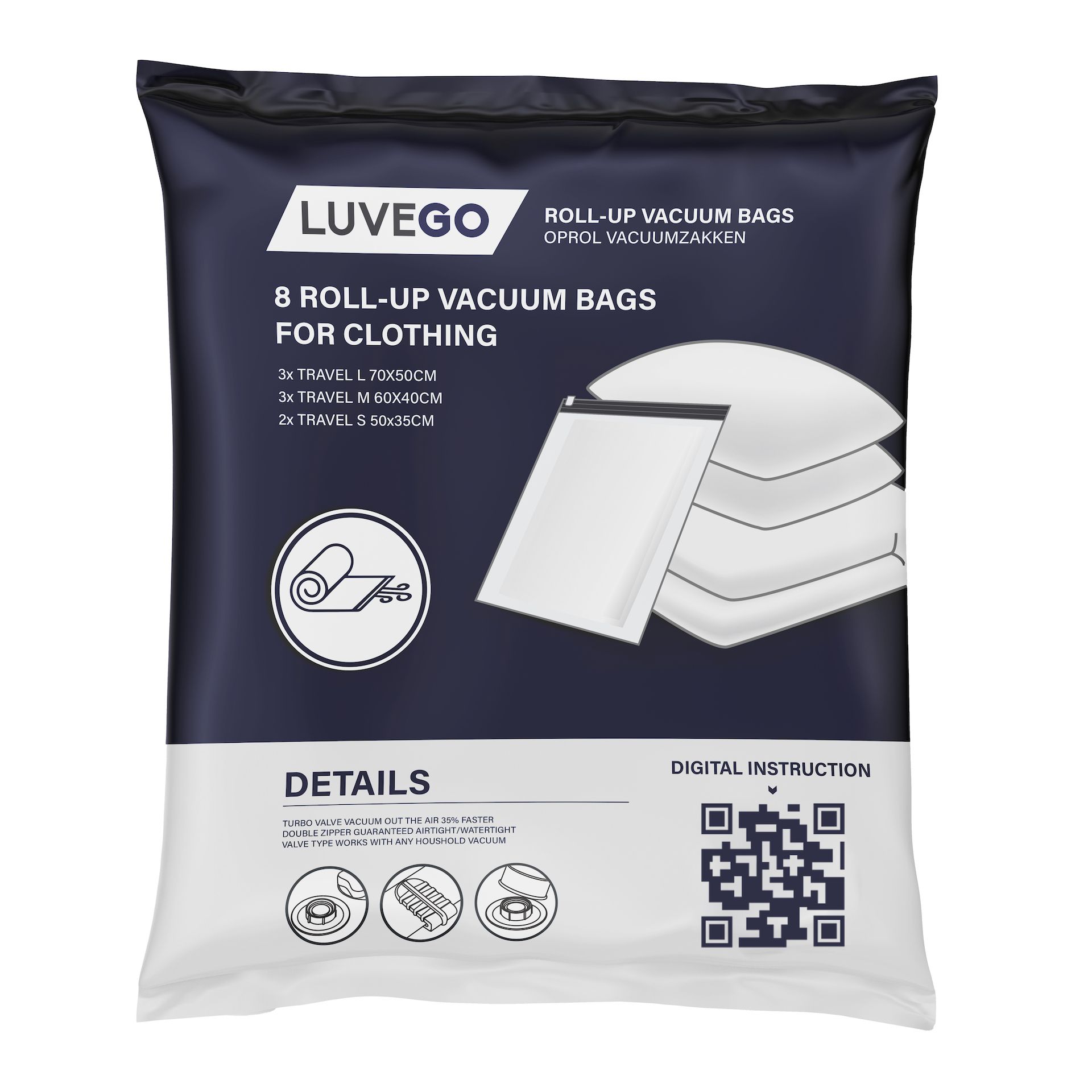 Luvego set von 8 Vakuum-Rollbeutel