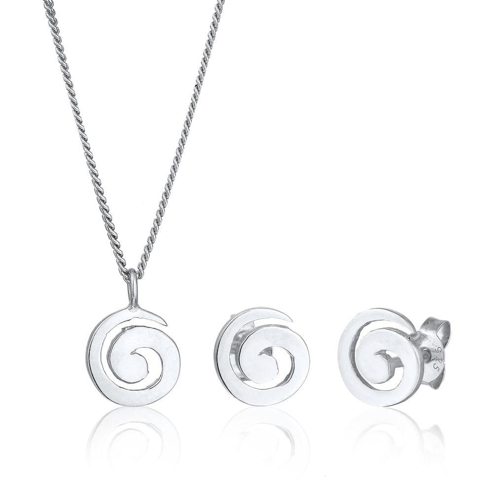 Elli Elli Ensemble de Bijoux Femmes Pendentif Spirale Basique Set Clous d'oreilles en  Bijoux